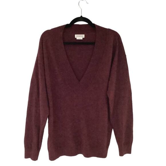 Lovers + Friends Mikael Sweater Burgundy Red V Neck Long Sleeve Oversized XS - Picture 2 of 12